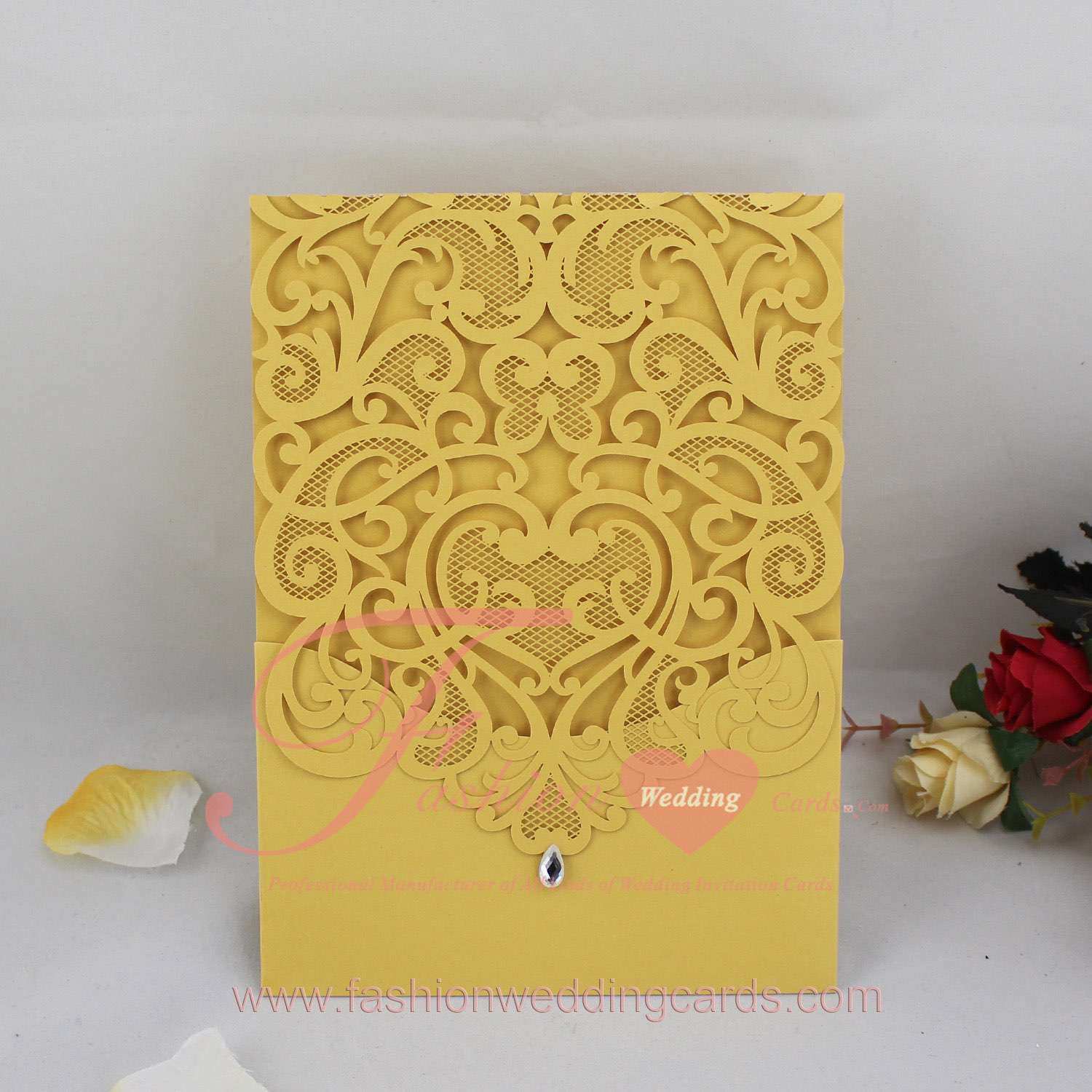 Personalised Laser Cut Pocked Fold Wedding Invitations